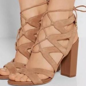 Sam Edelman Yardley Lace Up Heels in golden caramel, size 8
